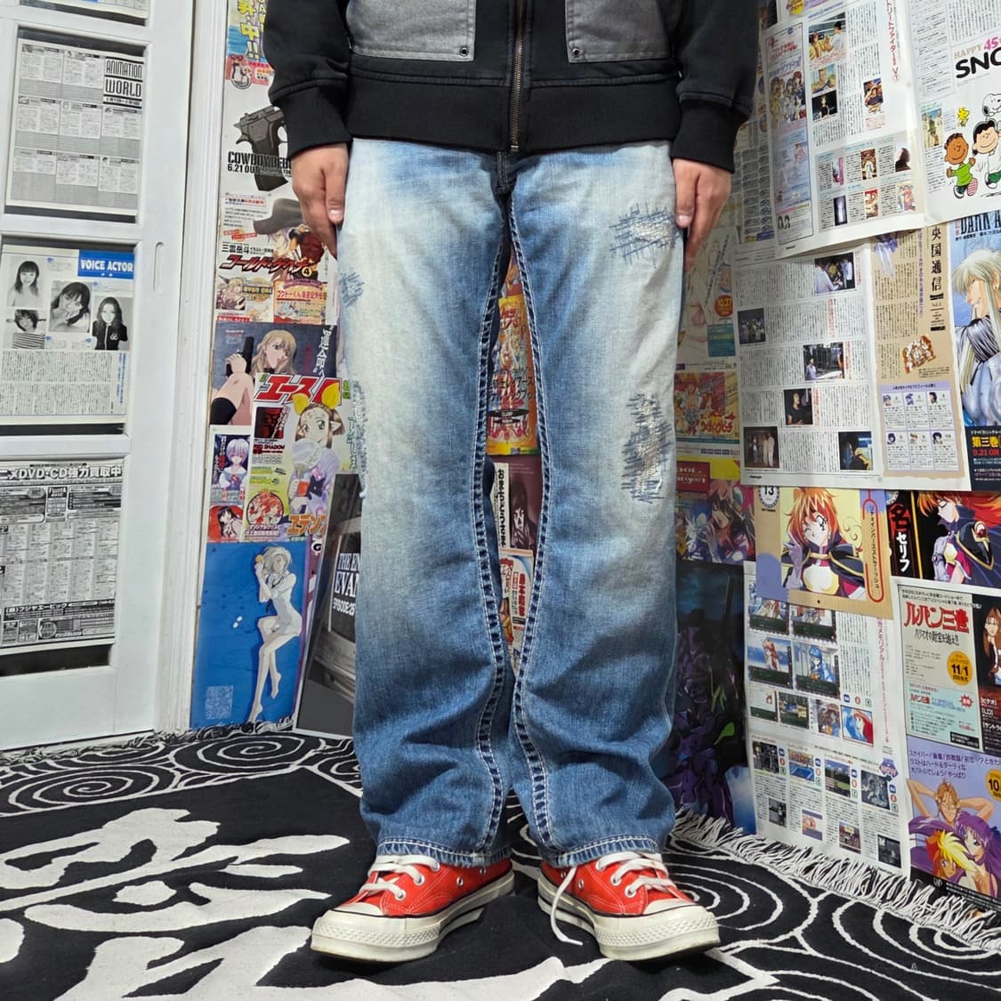 트루릴리전 연청 워싱 디스 스트레이트 팬츠 상품이미지2