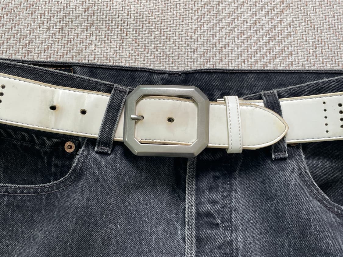 빈티지 플레이보이 펀칭 디테일 레더 벨트 J04392 상품이미지2