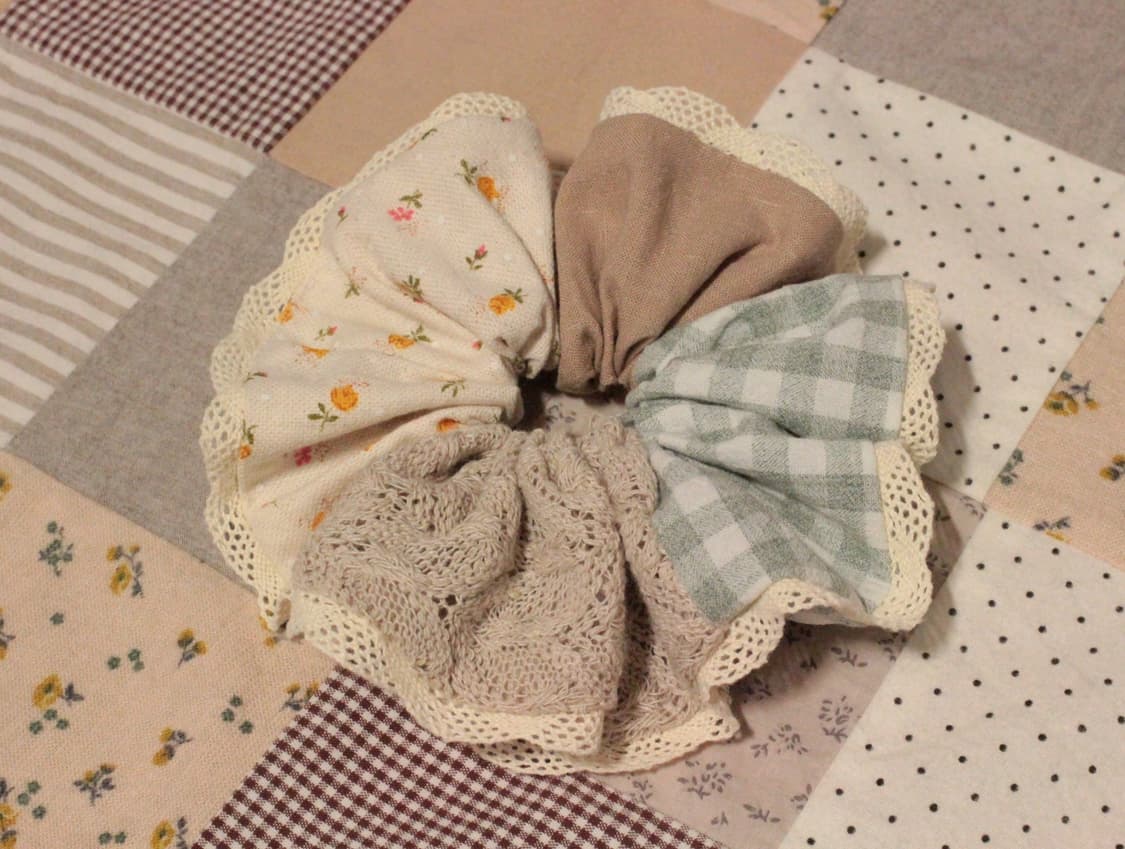 핸드메이드 패치워크 레이스 스크런치 상품이미지7