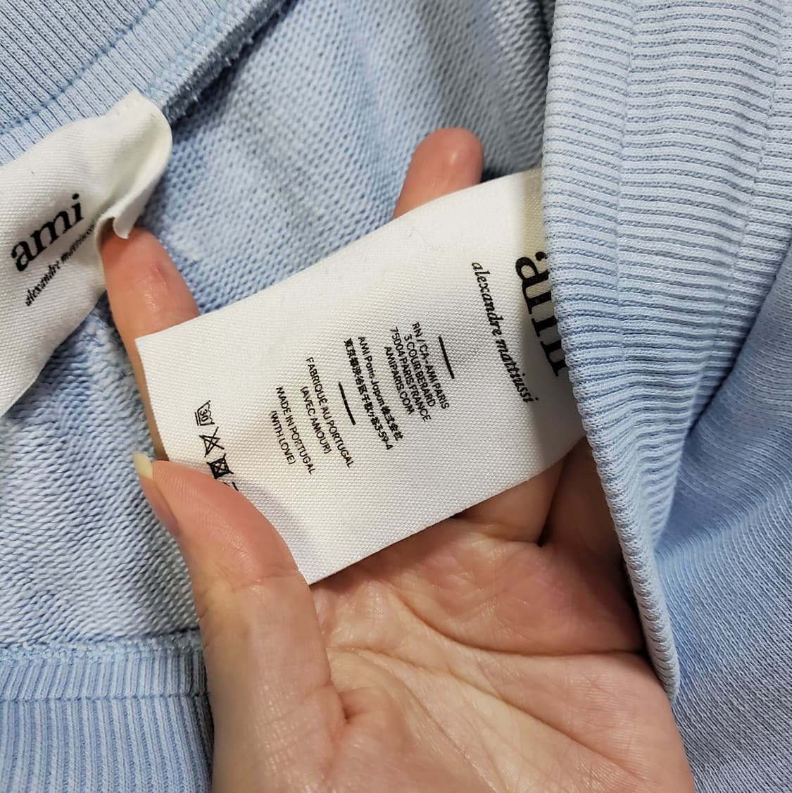 아미 톤온톤 하트로고 라이트블루 반바지 L 상품이미지4