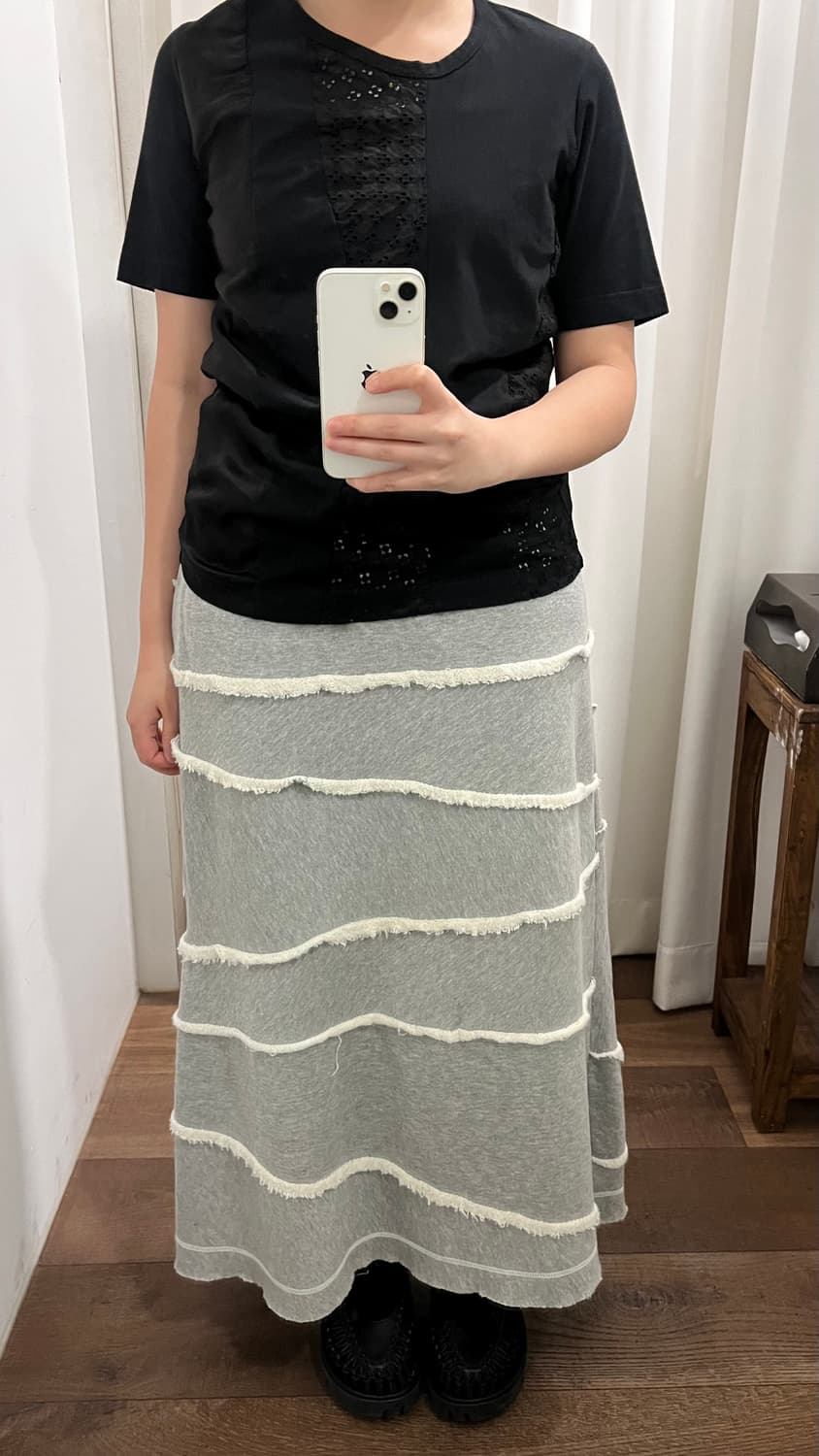 Diagonal Distressed Jersey Skirt 상품이미지2