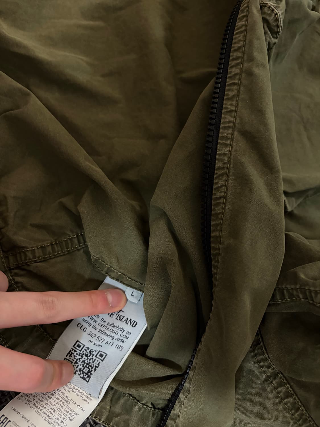 스톤아일랜드 원포켓 올드이펙트 오버자켓 L 카키 상품이미지3