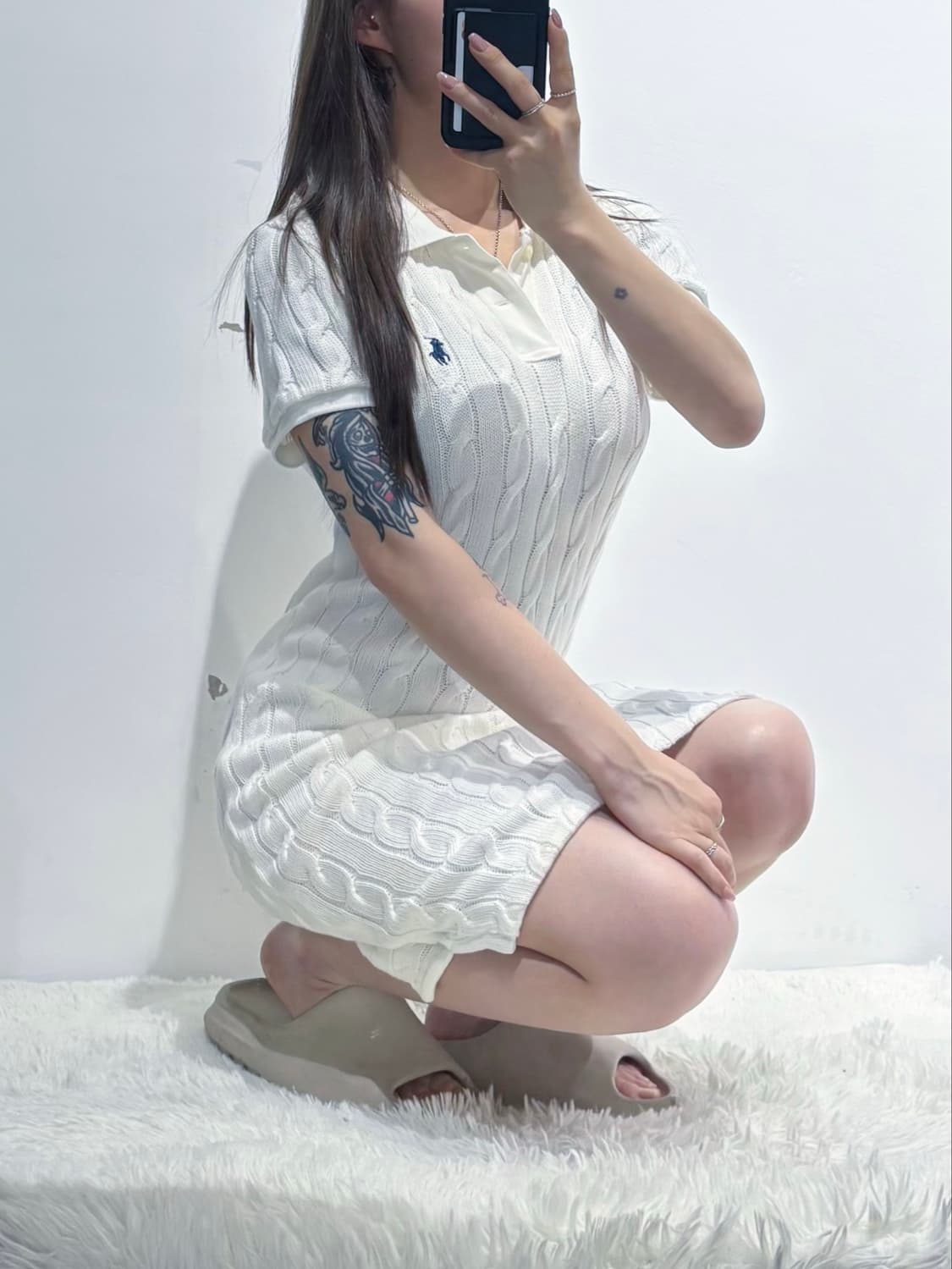 폴로랄프로렌 qr 네이비포니 화이트 케이블 원피스 상품이미지2
