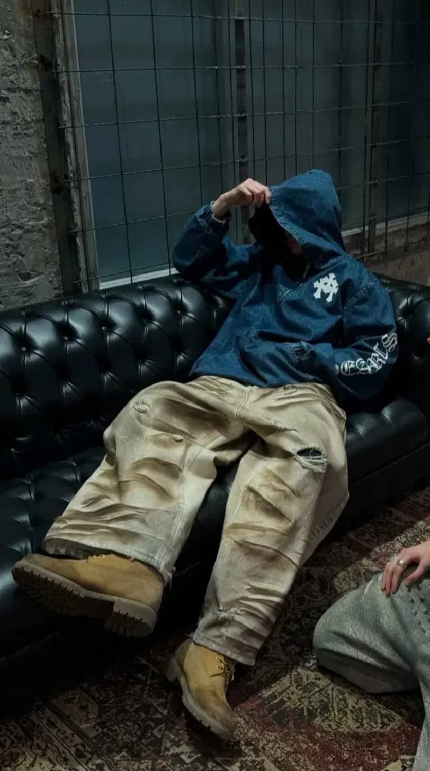 크롬하츠 트리플 화이트 레더패치 데님 아노락 후드(정품) 상품이미지1