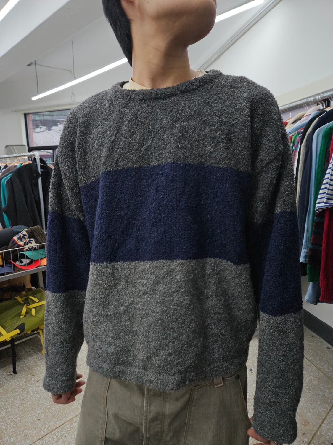 데저트+ 스트라이프 패턴 부클 니트 Dezert+ 데쟈토 상품이미지6