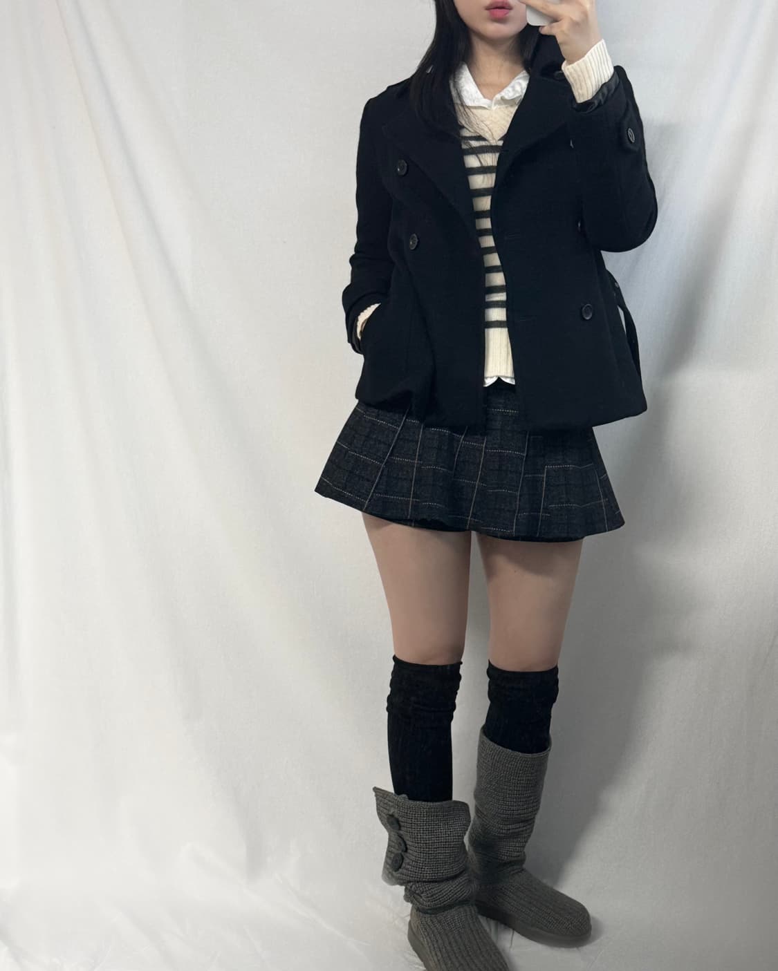 울/앙고라 벨티드 더블 버튼 코트 상품이미지8