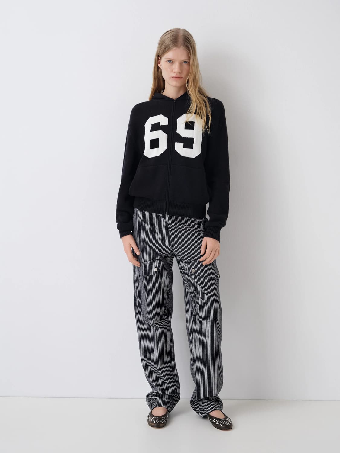 (XS)/ 기마구아스 69 니트 후드집업/ 블랙 상품이미지3