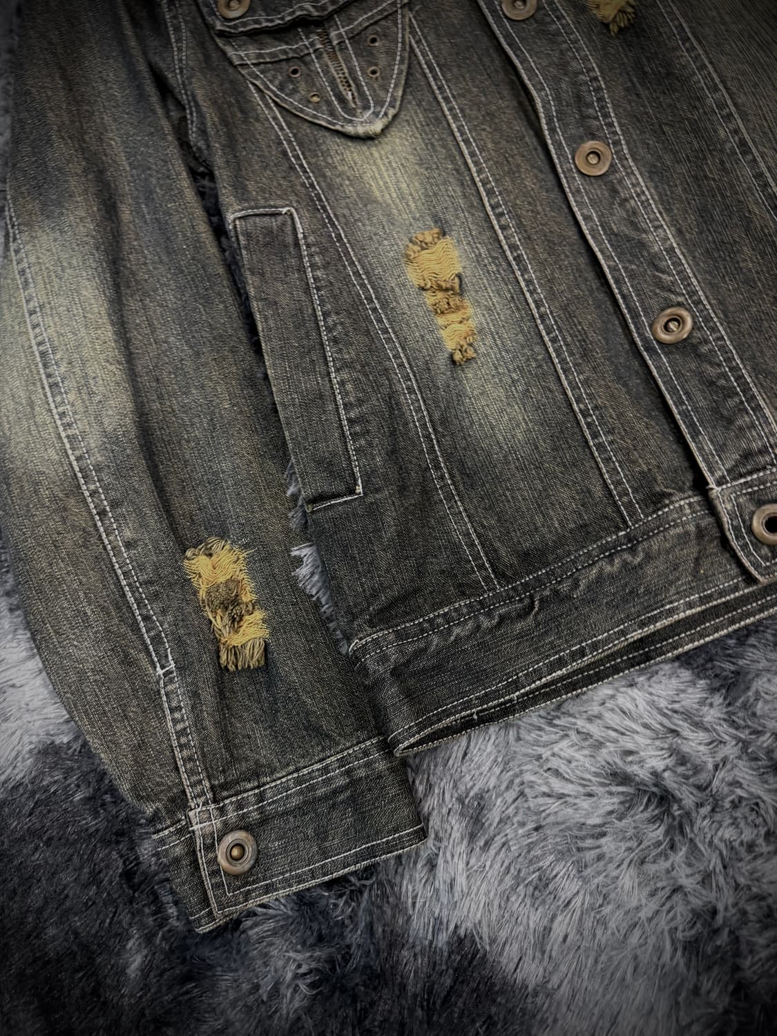 중청 그런지 디스트로이드 데님 자켓 상품이미지3