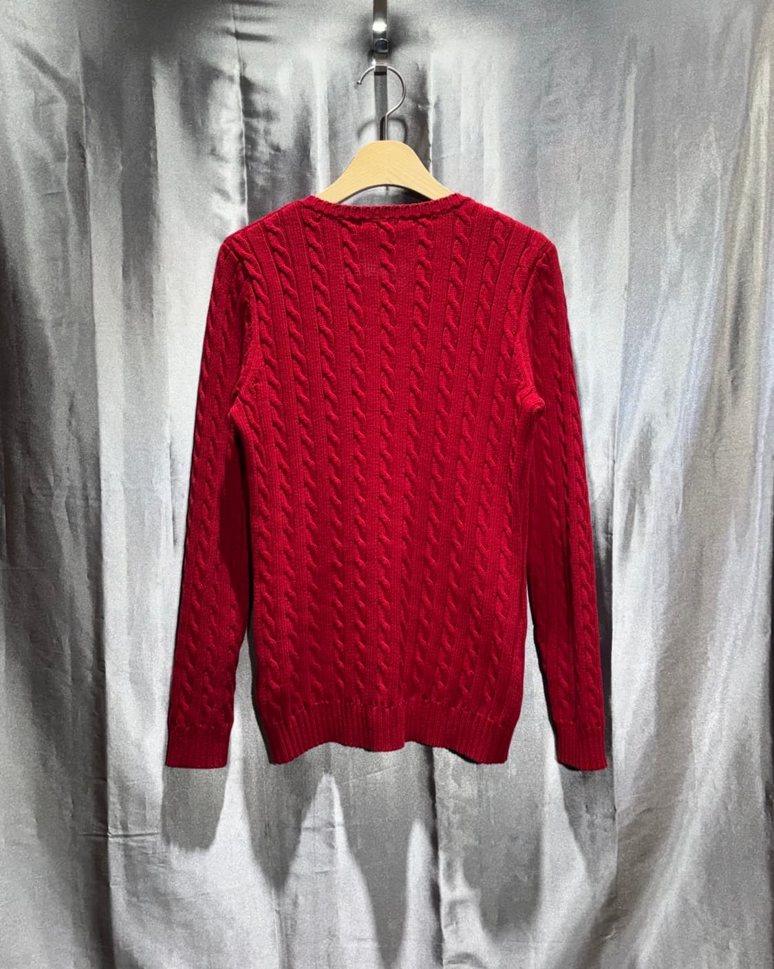 XS 폴로랄프로렌 우먼스 레드 케이블 브이넥 니트 상품이미지3