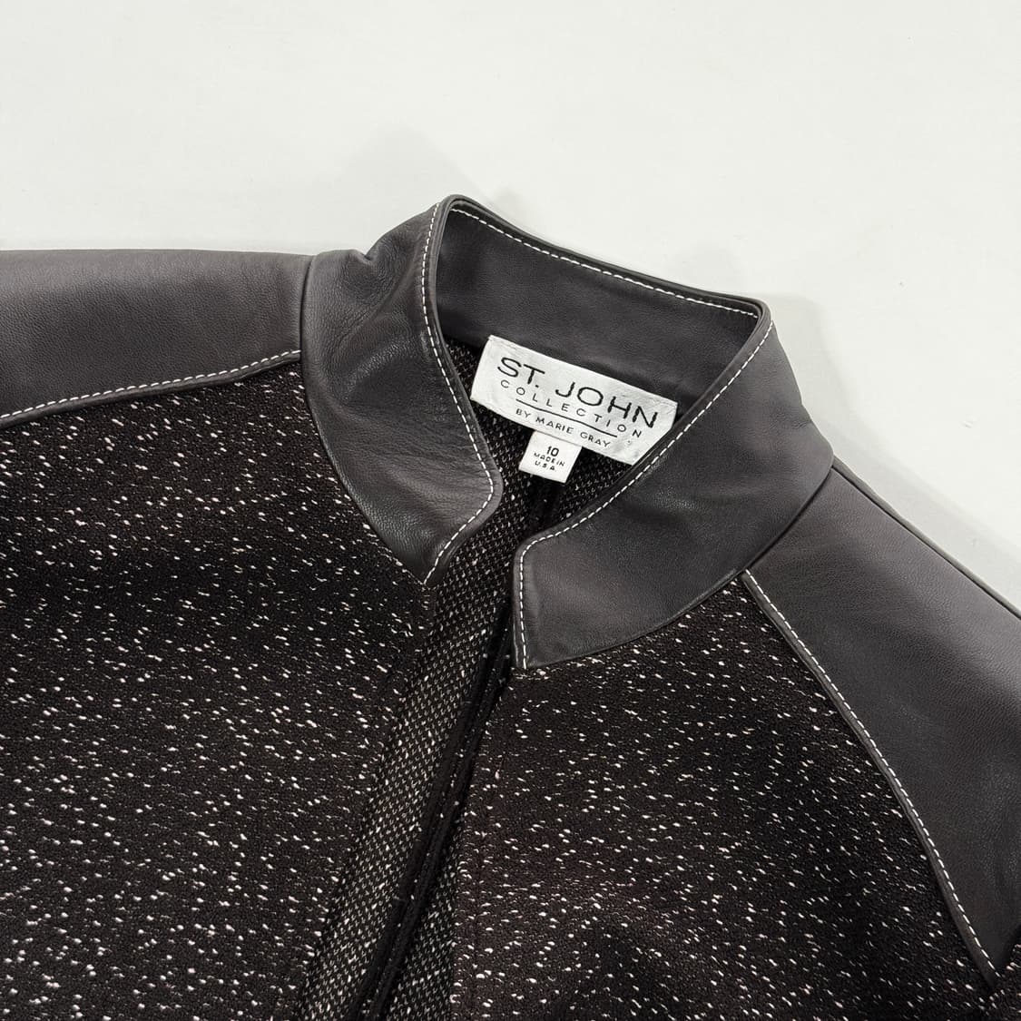 센존 ST.JOHN 레더 트림 니트 집업 상품이미지2