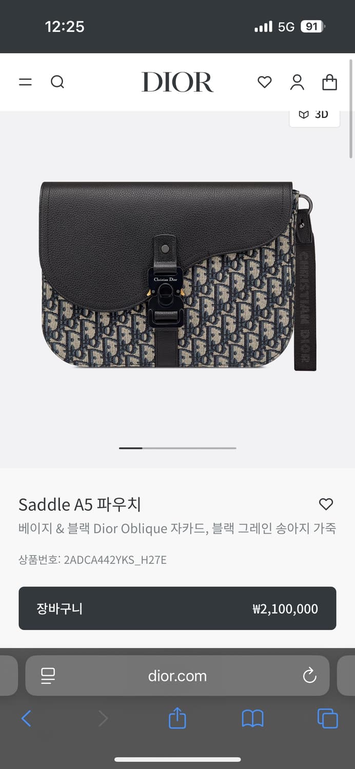 디올 남성 클러치 (오블리크 새들 A5) 상품이미지1