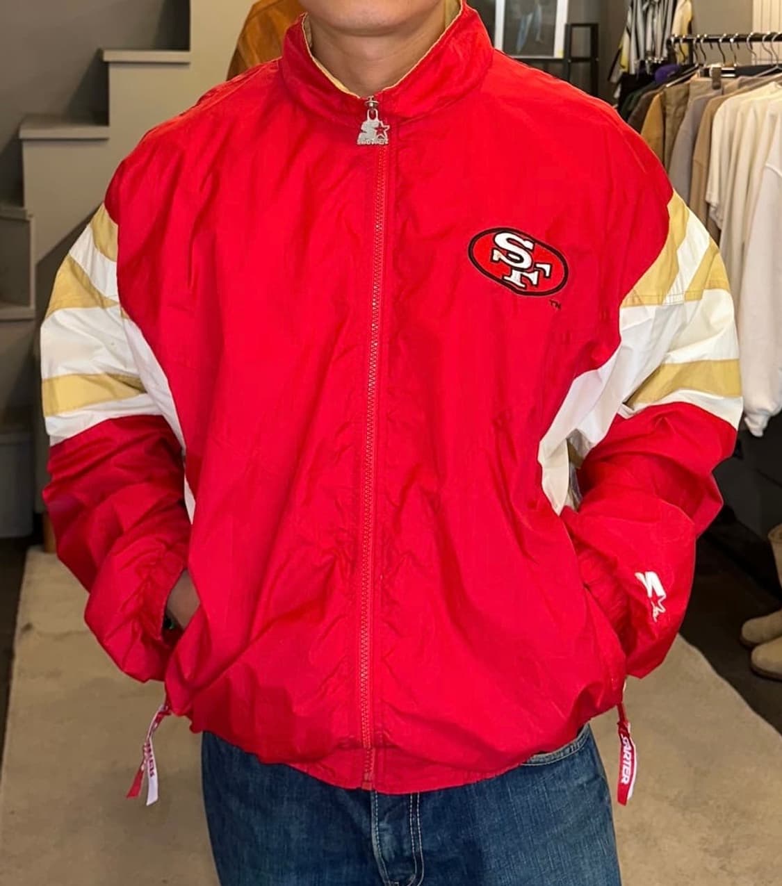 스타터 센프란시스코 49ers 바람막이 xl 사이즈5만원에 판매합니다.  상품이미지3