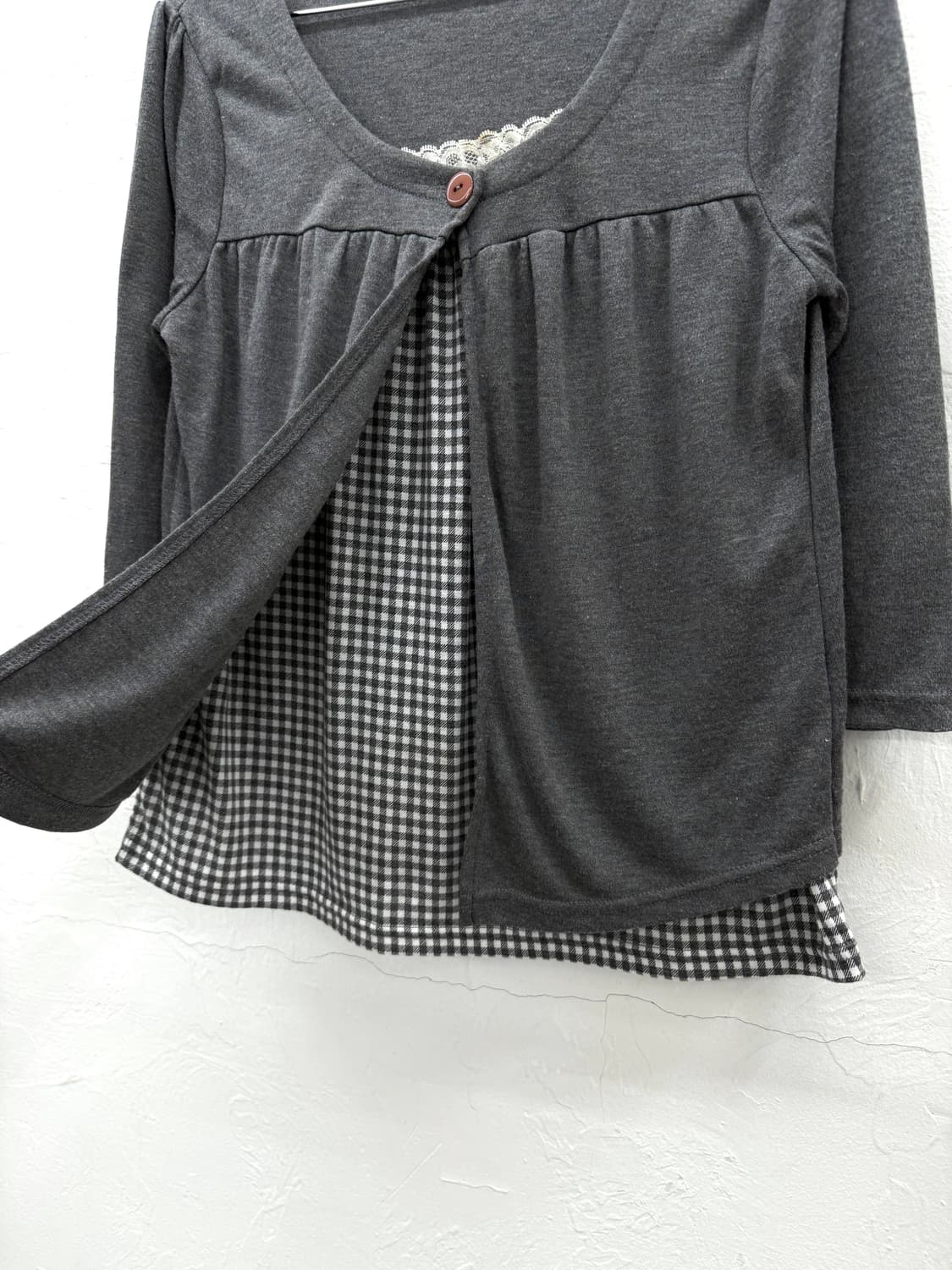 nini lack 체크 레이어드 탑 상품이미지2