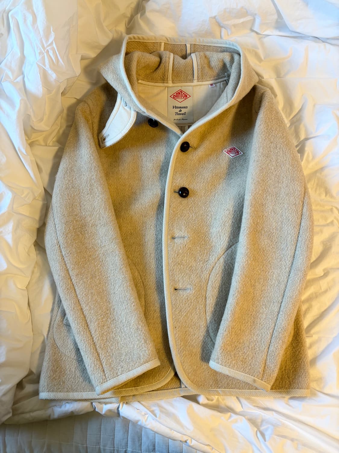 단톤 후드 울코트 베이지 상품이미지3