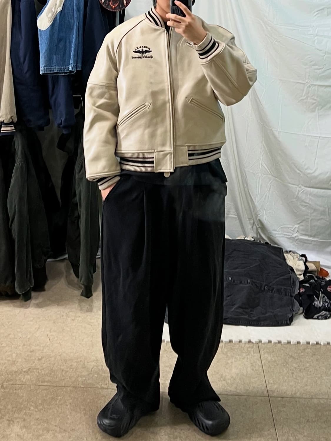 아비렉스 아이콘 가죽 바시티자켓 상품이미지3