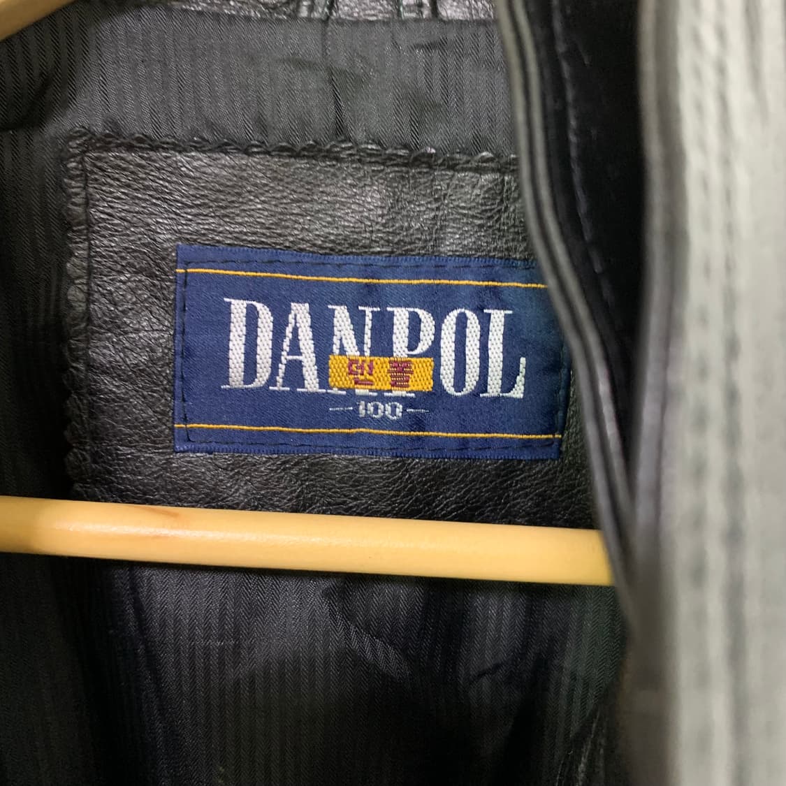 DANPOL 빈티지 리얼레더 양가죽 더블카라 하이넥 블루종 봄버자켓 상품이미지6