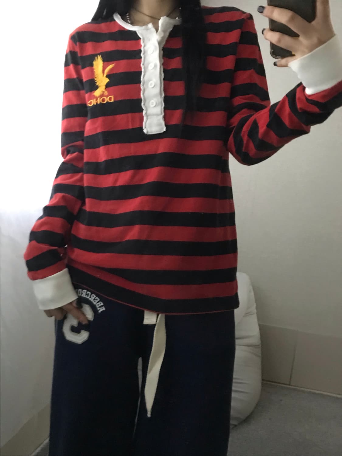 DOHC 스트라이프 버튼 롱슬리브 상품이미지2