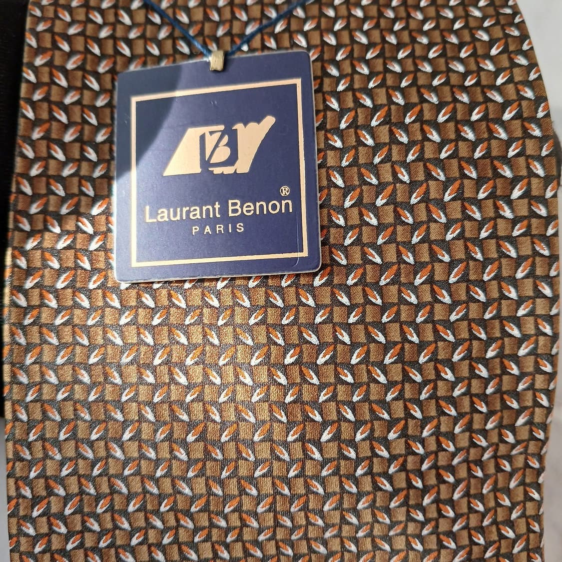로랑베롱 실크 브라운 마이크로 패턴 넥타이 9.4cm 새제품 A19217 상품이미지6