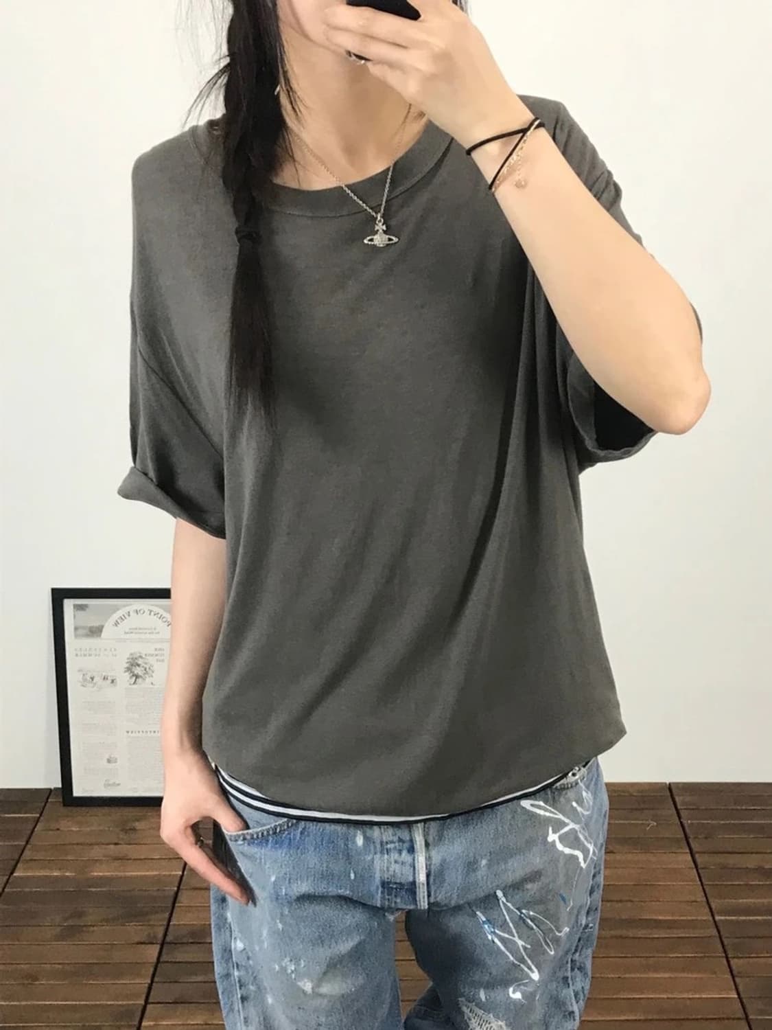 COS Brown Lyocell Blend Tee 상품이미지2