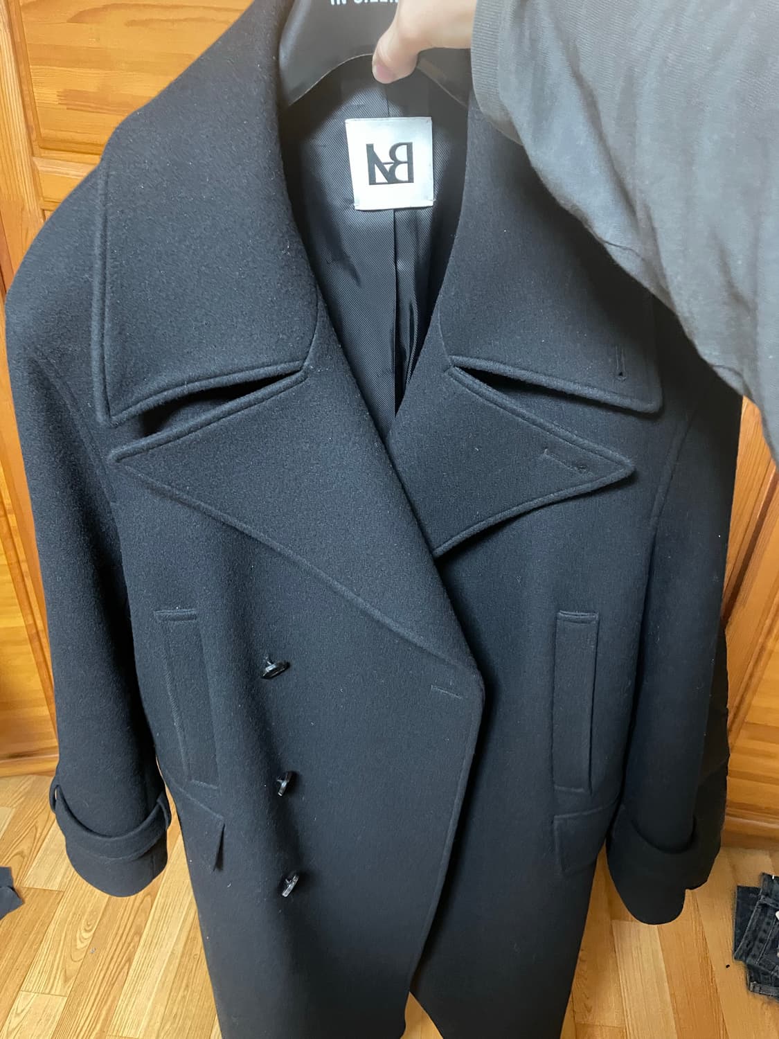 [1사이즈] 라벨아카이브 프리미엄 울 더블 브레스티드 코트 블랙 상품이미지9