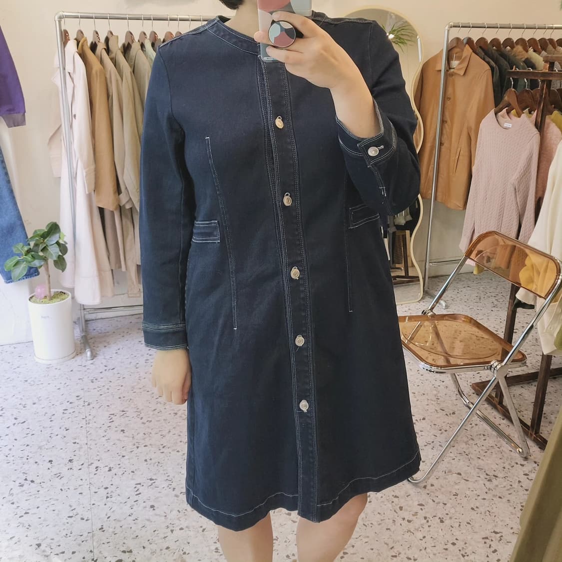 딥블루 스판 데님 원피스 상품이미지10