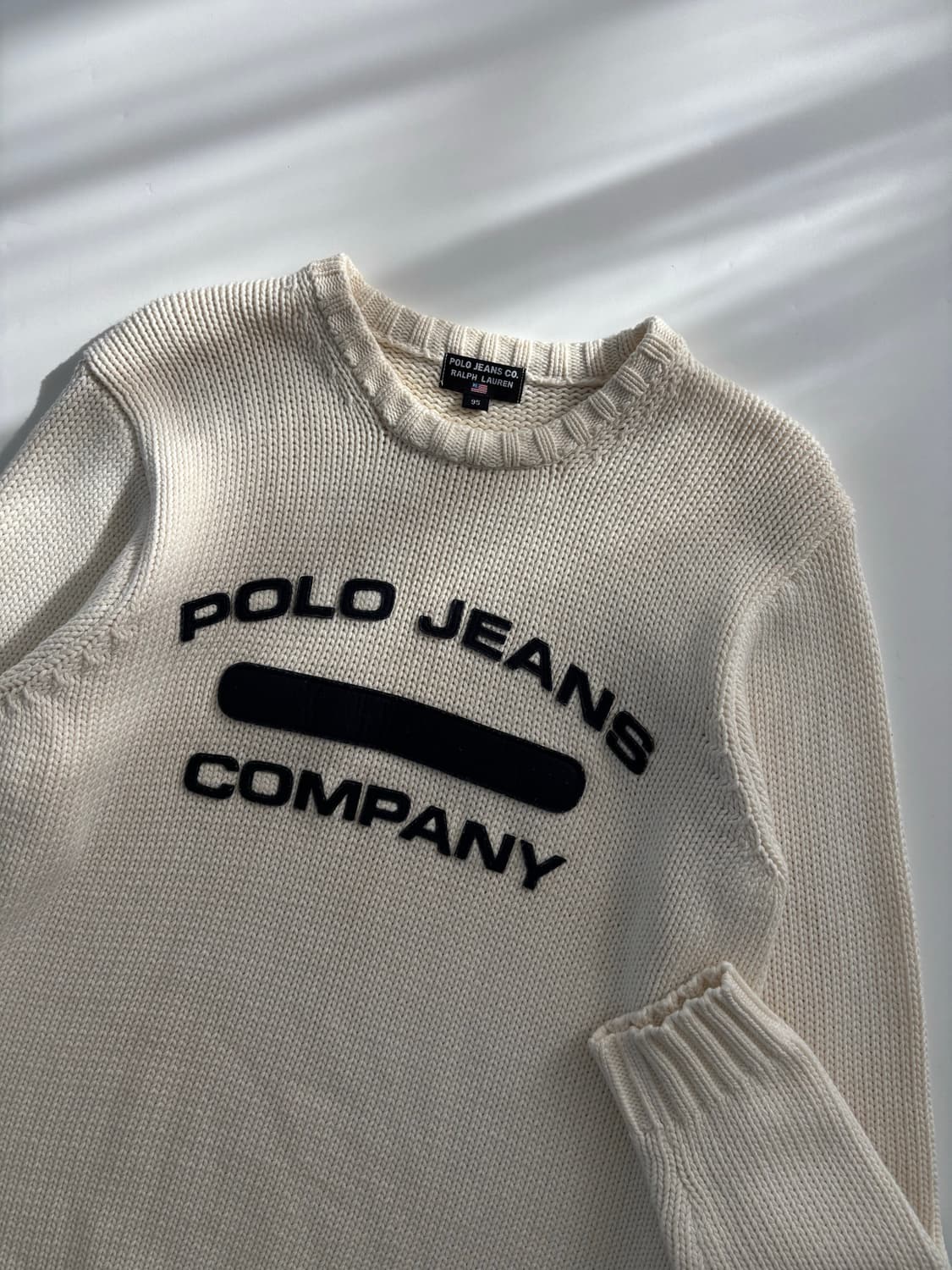 폴로 진스 아치로고 아이보리 오버사이즈 니트 상품이미지6
