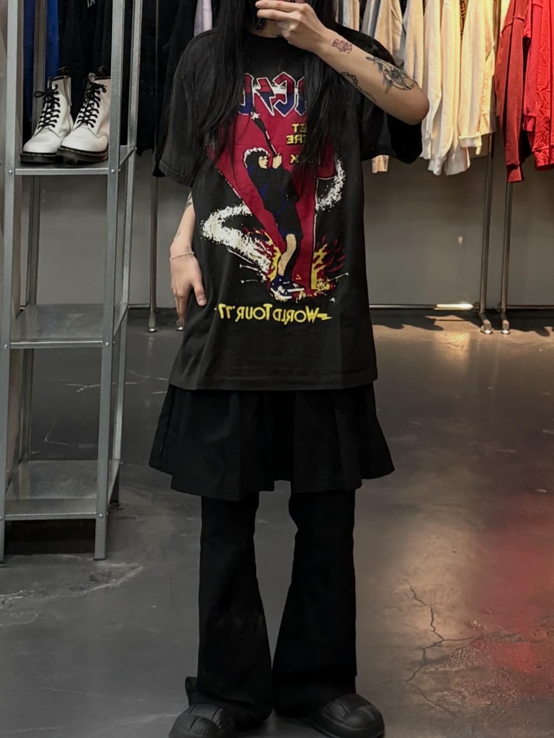 빈티지 헤인즈 락밴드 AC/DC 투어 반팔 A3711 상품이미지1