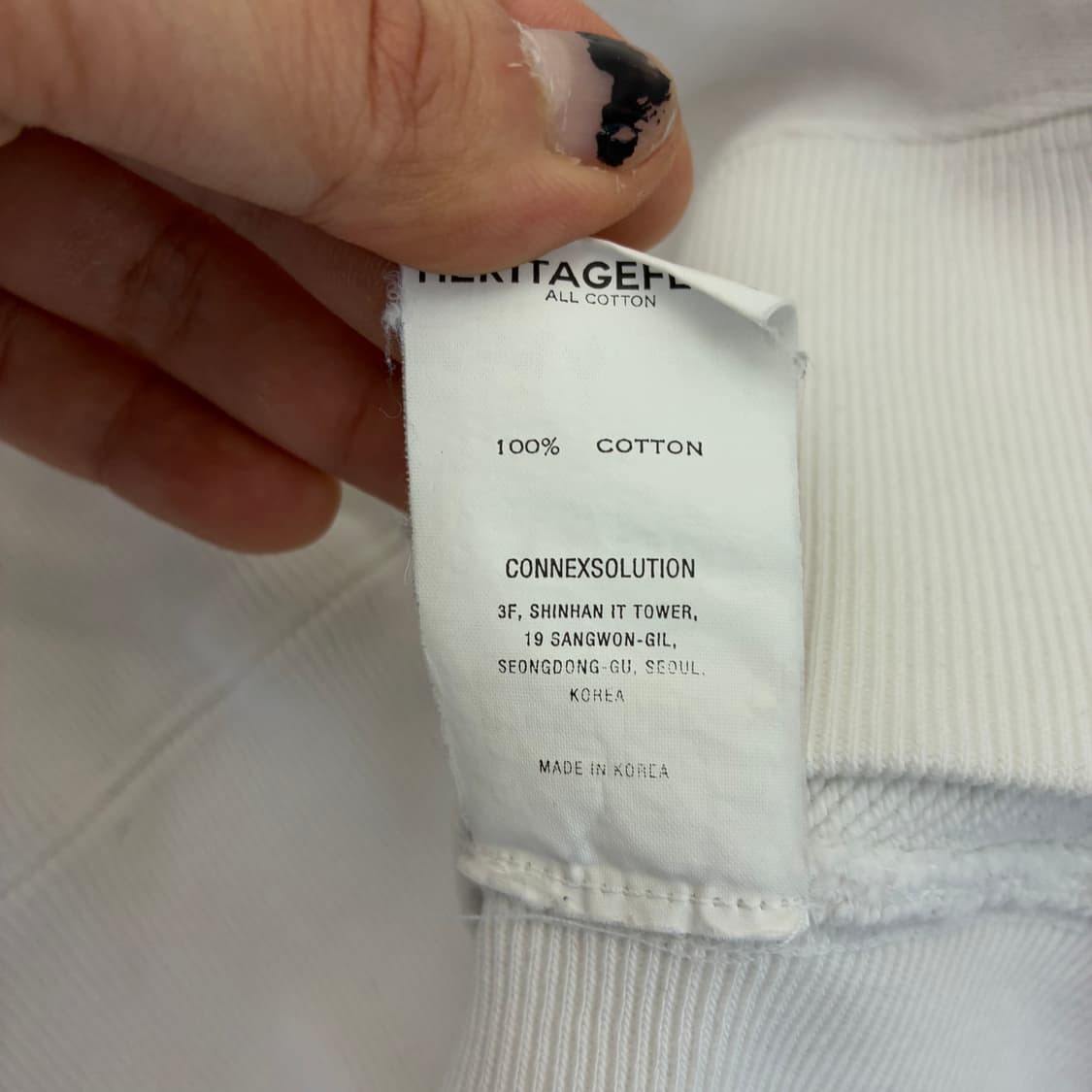 Heritage floss  헤리티지 플로스 코튼 화이트 후드티 상품이미지5