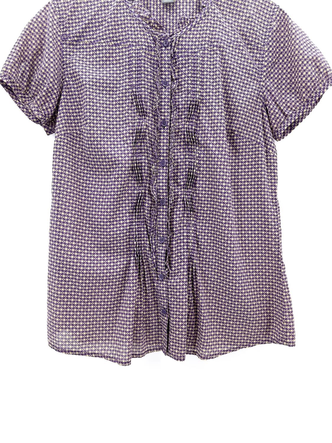 에디바우어 핀턱 셔링 반팔 블라우스 상품이미지3