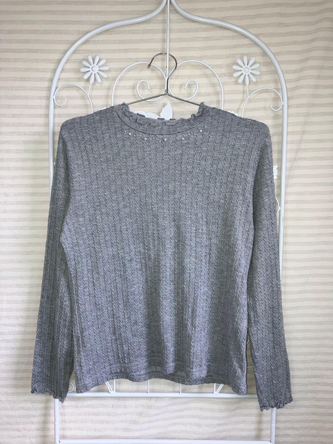 jpn vintage 차콜 비즈 레이스 꽈배기 니트 y2k 스트릿 갸루  상품이미지4