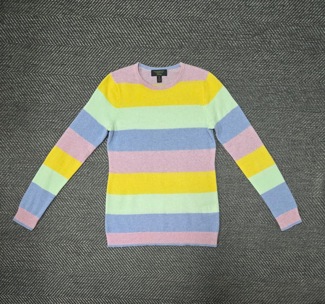 차터클럽 캐시미어100%니트 스트라이프 패턴 니트티 상품이미지1