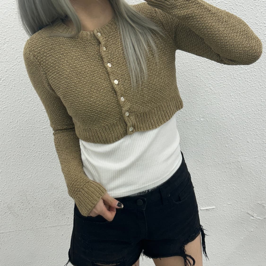 폴로 랄프로렌 베이지 크롭 니트 가디건 S 상품이미지1