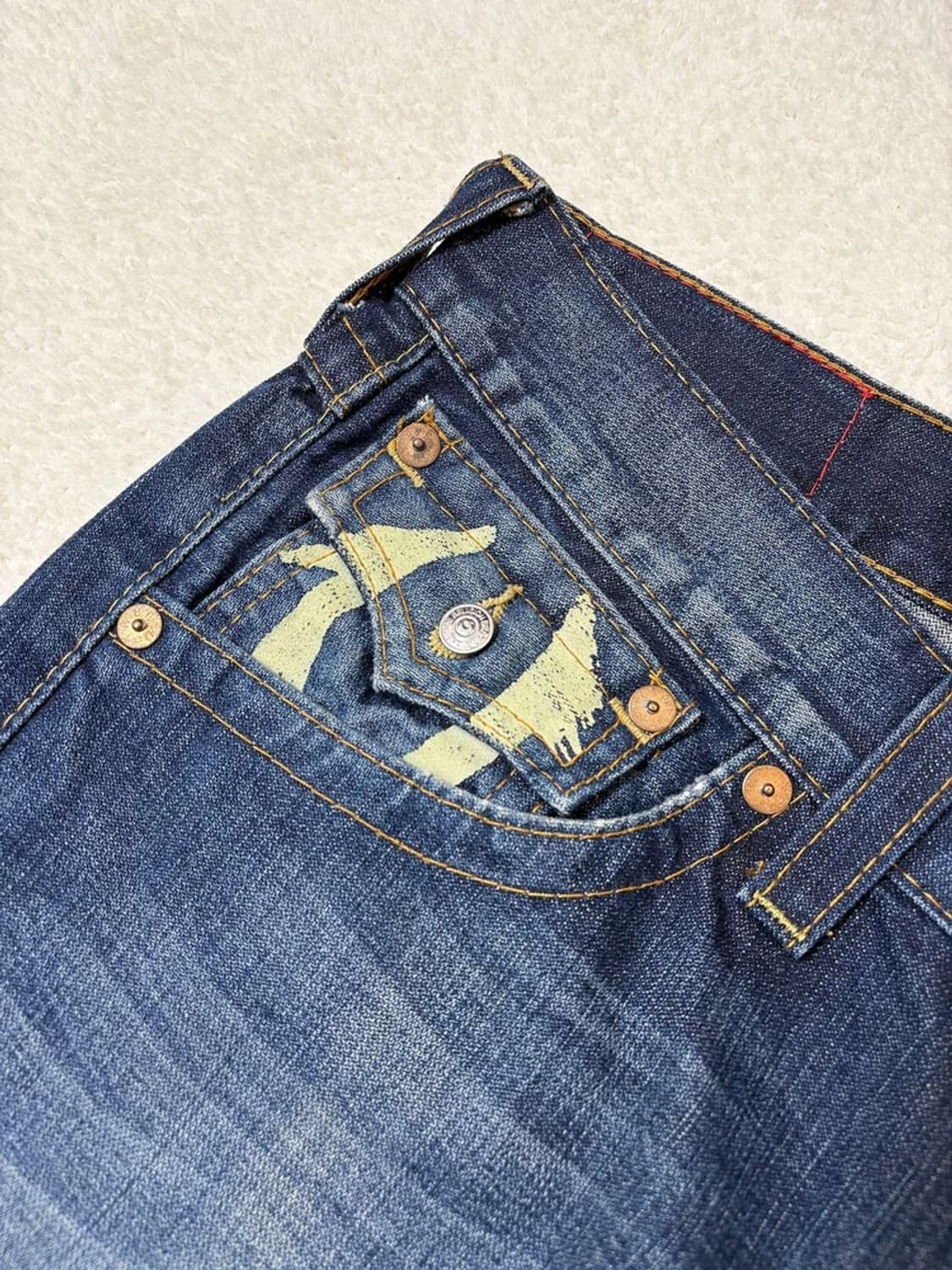 트루릴리젼 00's USA 프린팅 데미지드 데님 팬츠 PN6066 상품이미지6