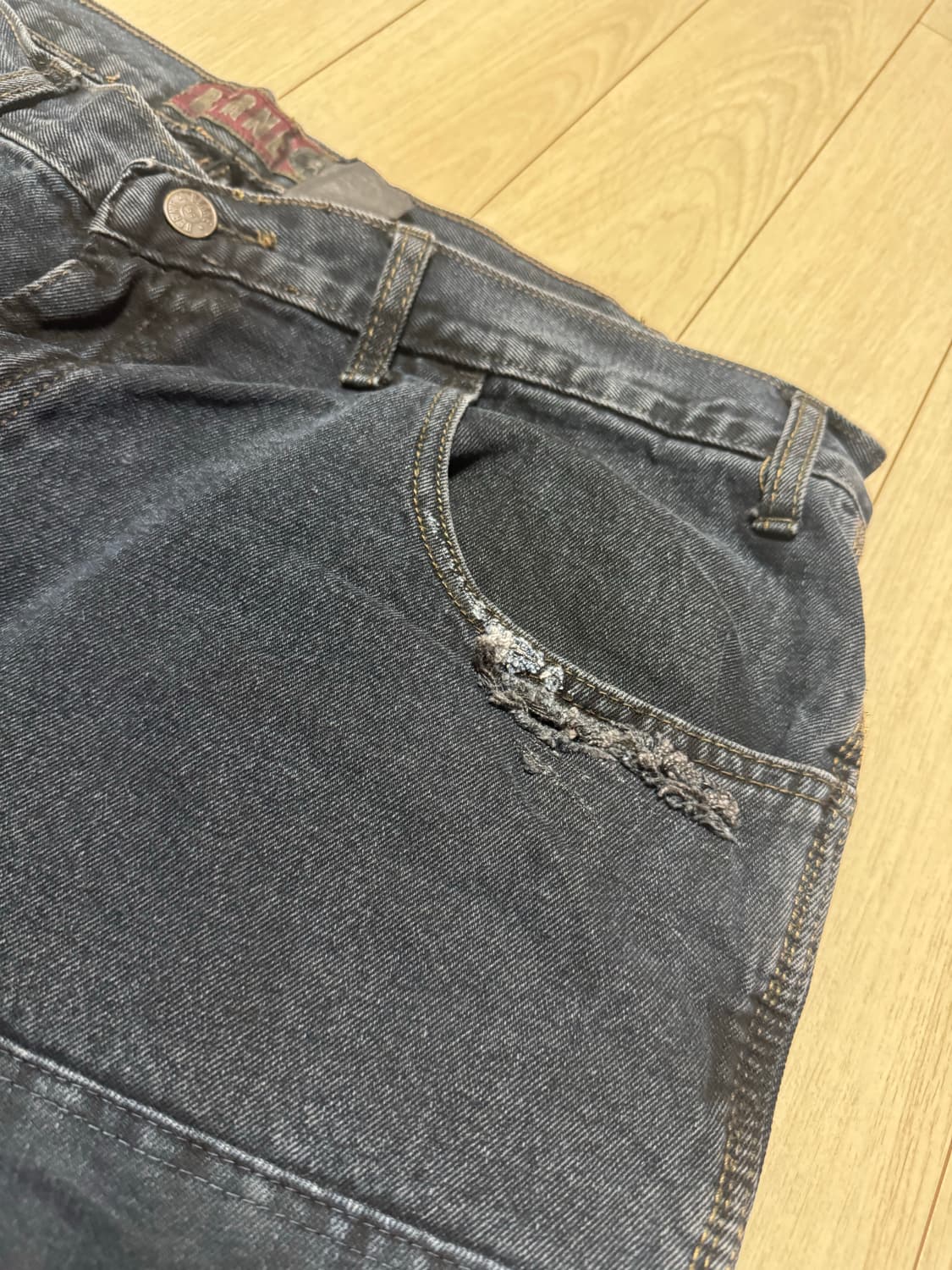 Berne 빈티지 흑청 더블니 팬츠  상품이미지3