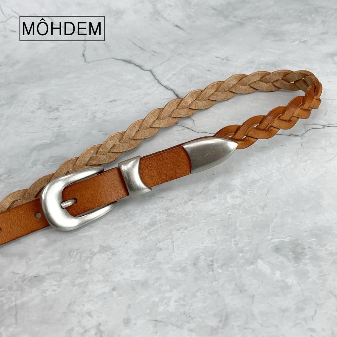 [Unisex] 하프 위빙 이태리 가죽벨트 카멜 상품이미지8
