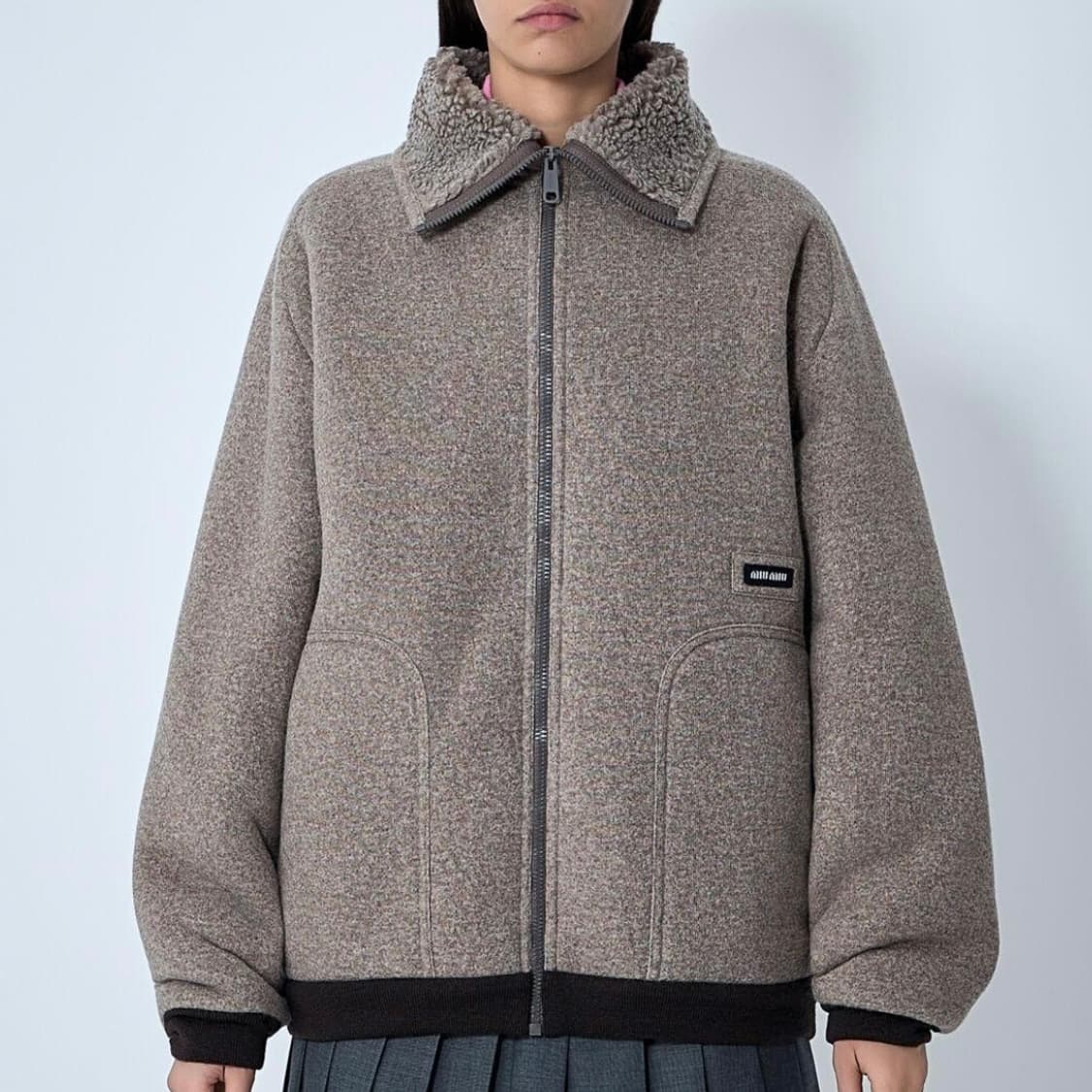 [S+급/42] 25FW 미우미우 시어링 코튼 플리스 블루종 자켓 상품이미지10