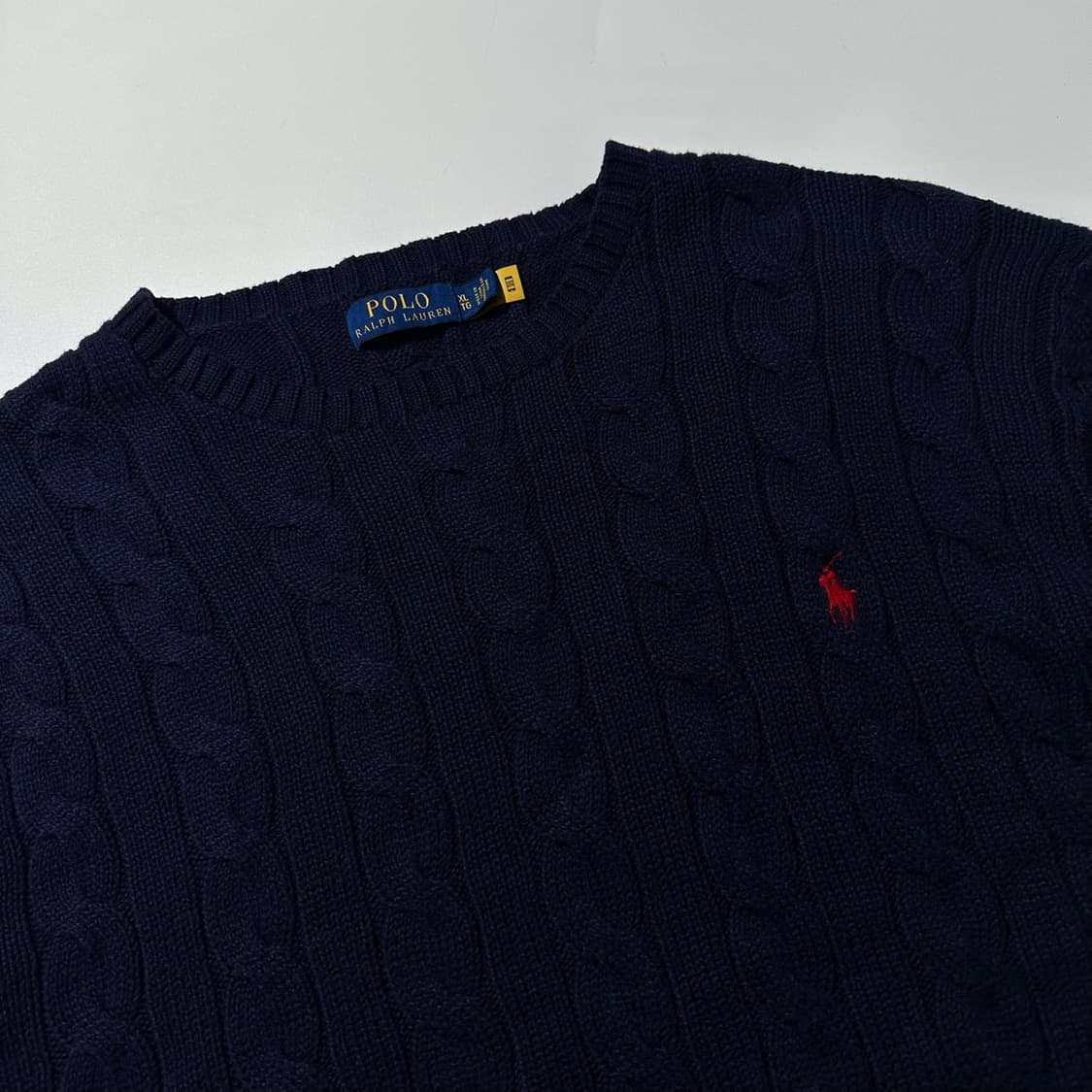 폴로 랄프로렌 케이블 라운드 니트 네이비 (신형QR) 상품이미지3