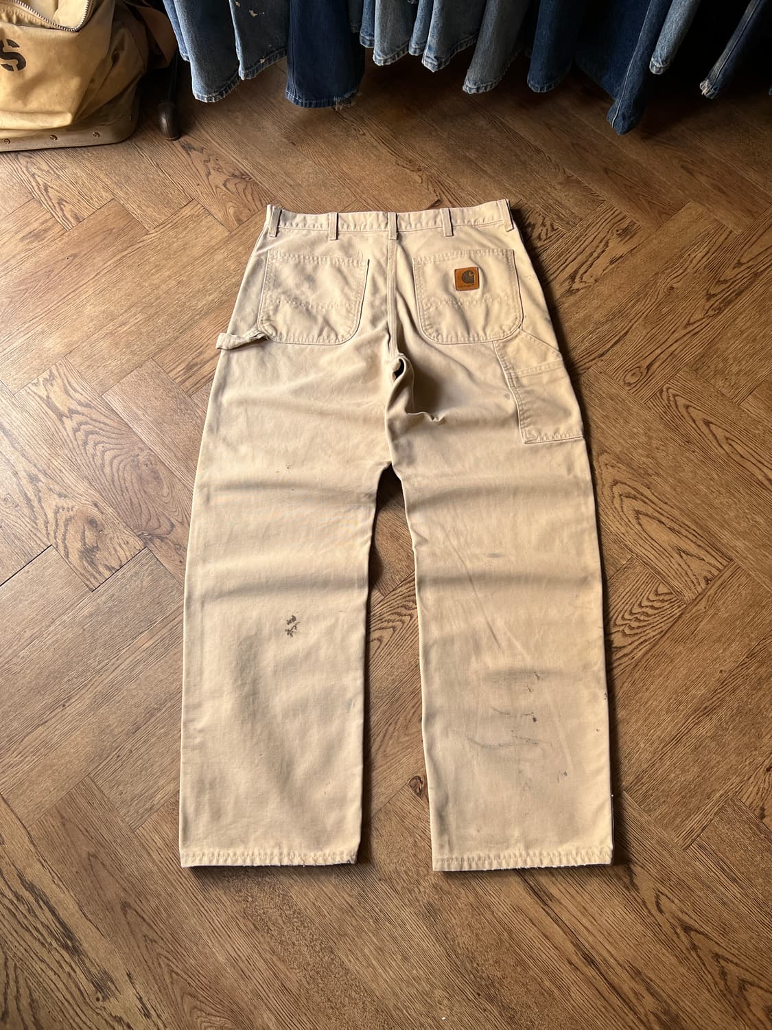 [34]칼하트 USA 더티워싱 밀 베이지 싱글니 카펜터 워크 팬츠 상품이미지2