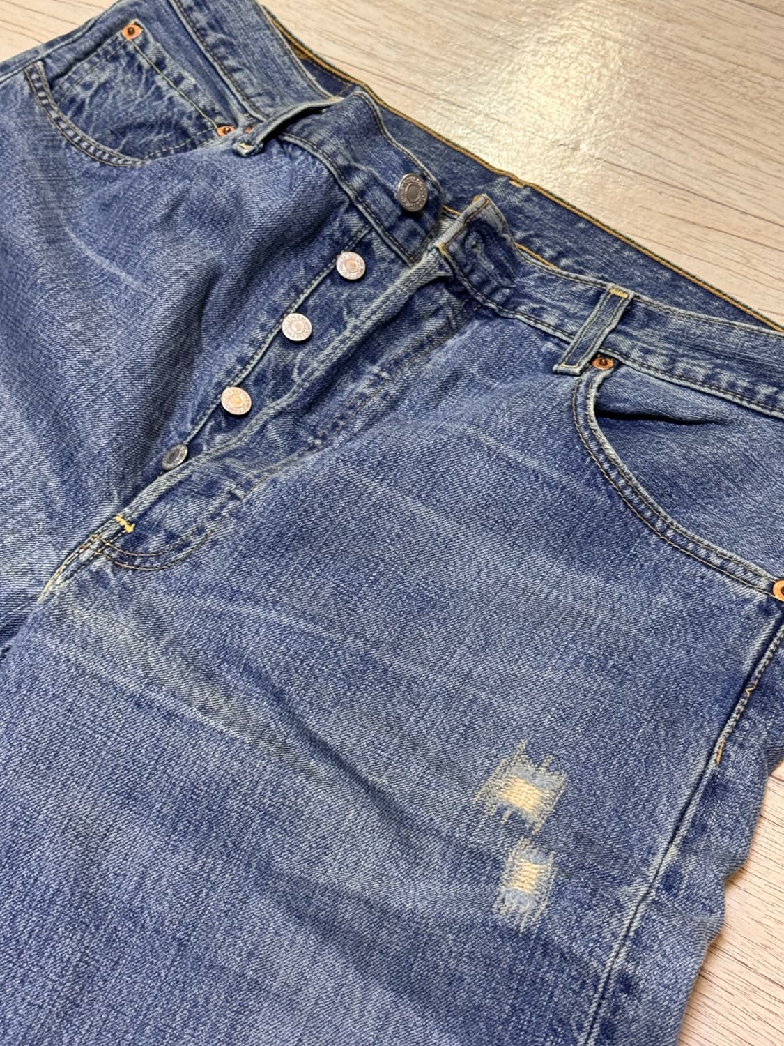 (33-34)유럽 리바이스 501 워싱 데님 lvc 데미지패치 상품이미지5