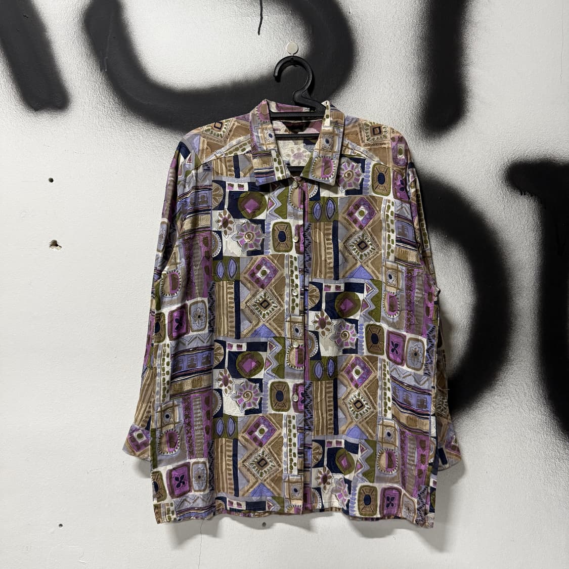 VTG 빈티지 에스닉 바로크 풀 패턴 시스루 긴팔 셔츠 상품이미지1