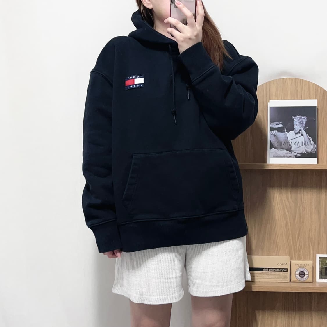 [정품] 타미 블랙 패치로고 기모 후드티 [ L ] 상품이미지2