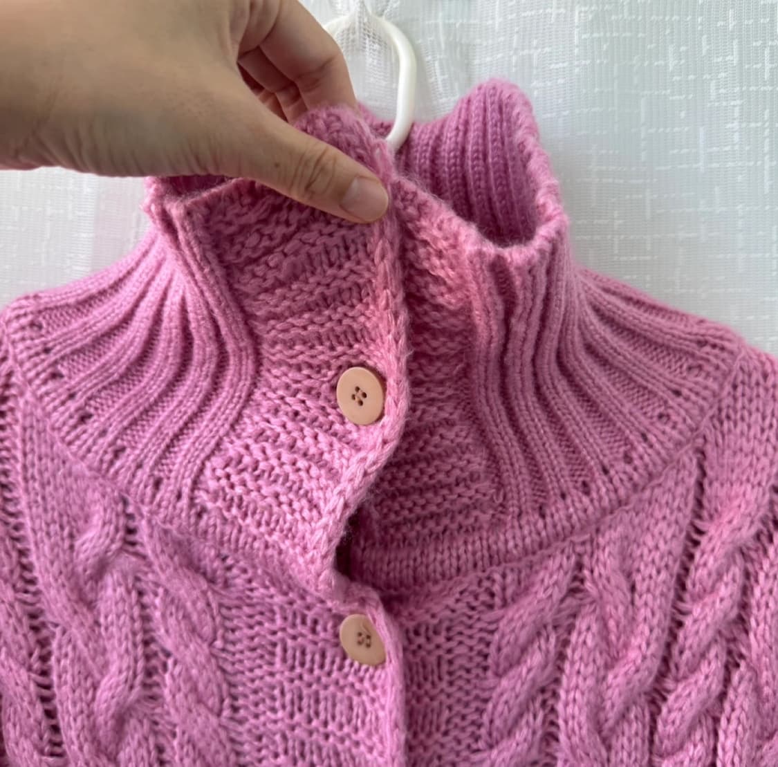 니트 카라 가디건 핑크  주머니 모리걸 러블리 상품이미지7