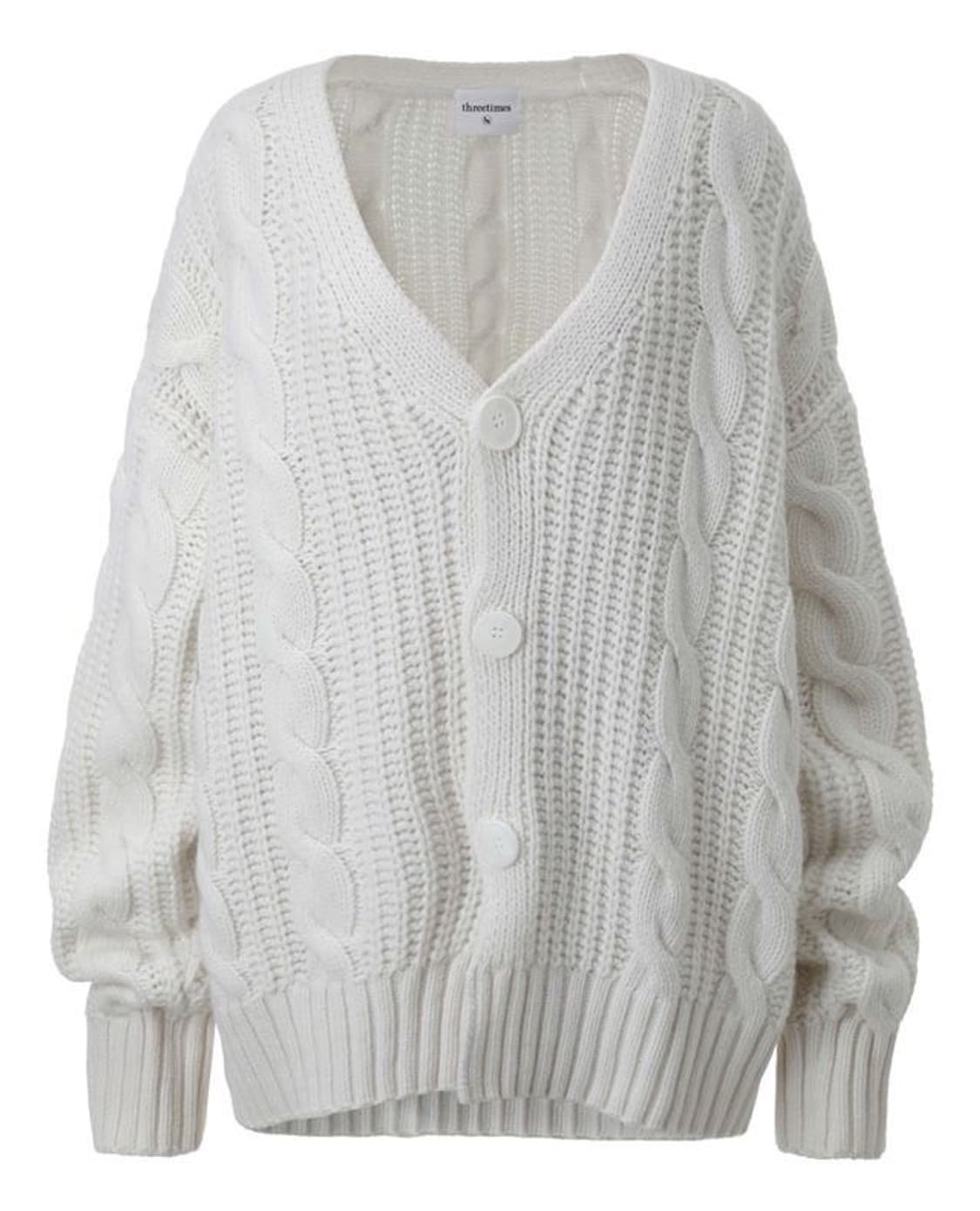 쓰리타임즈 케이블버튼 울니트롱가디건 아이보리 엔젤넘버555베이비메탈클럽ㅊ 상품이미지1