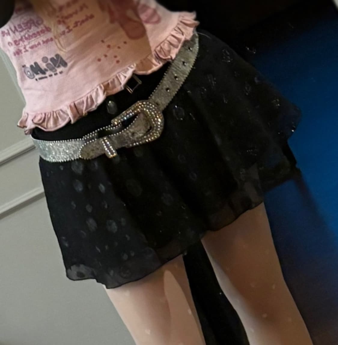 빈티지 갸루 펑크 와투케 도트 무늬 로우라이즈 스커트 상품이미지5