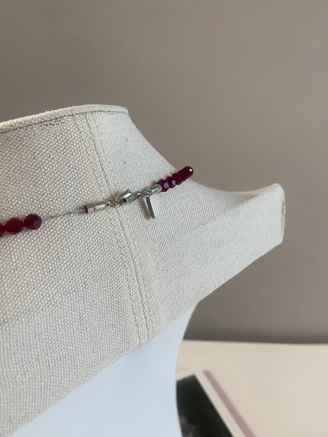 빈티지 레드 크리스탈 비즈 롱 목걸이 상품이미지5