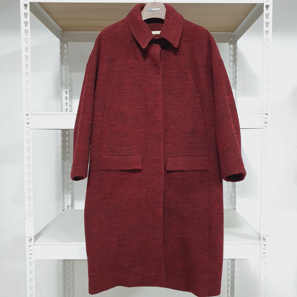 빈티지 울 블랜딩 버건디 코트 상품이미지2