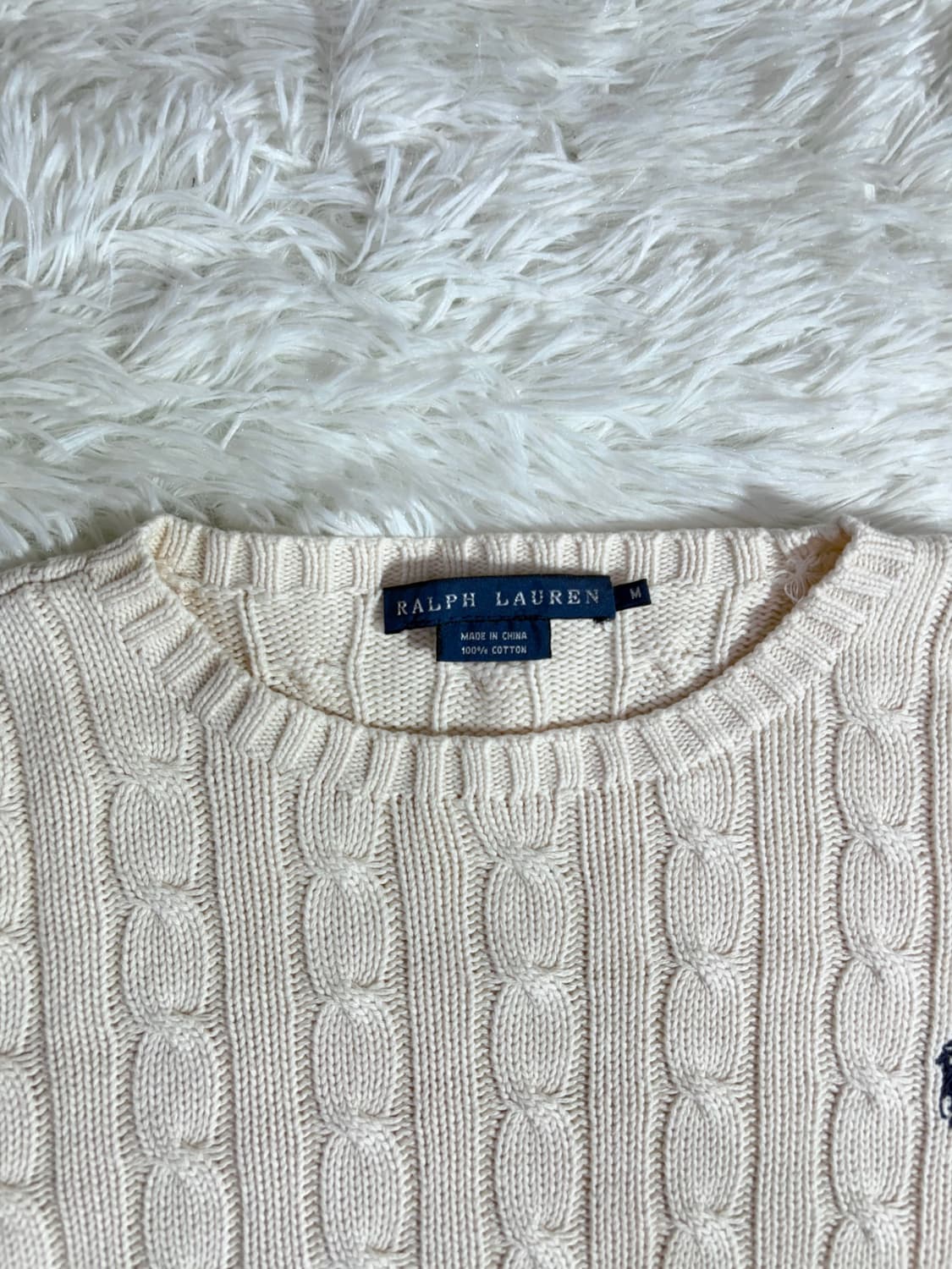 폴로 화이트크림 포니 케이블 니트 상품이미지6