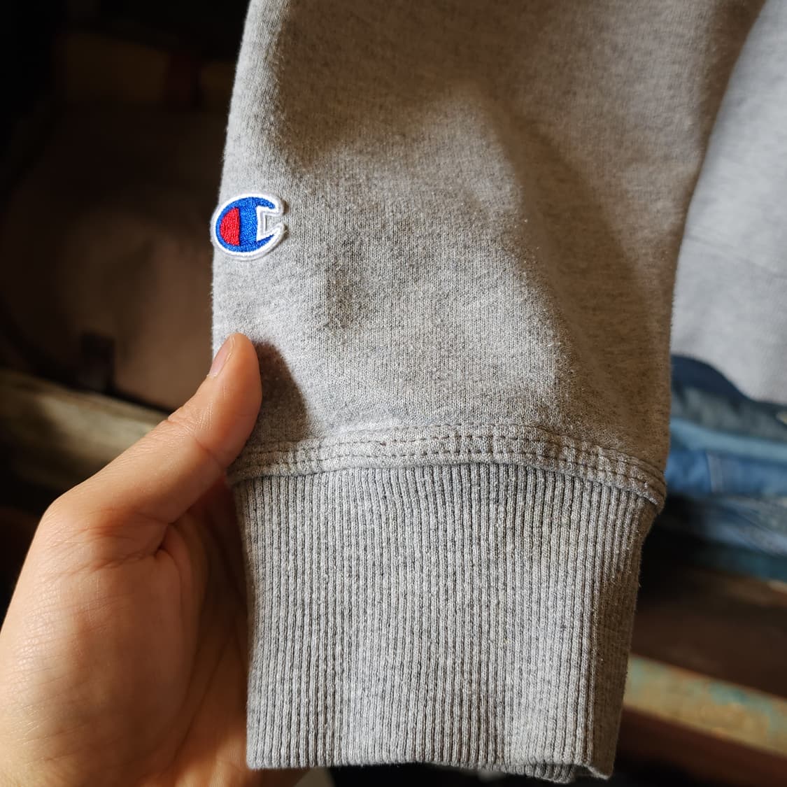 00년대 챔피온 스텐실 로고 스웻셔츠 라이트 그레이 L 상품이미지10