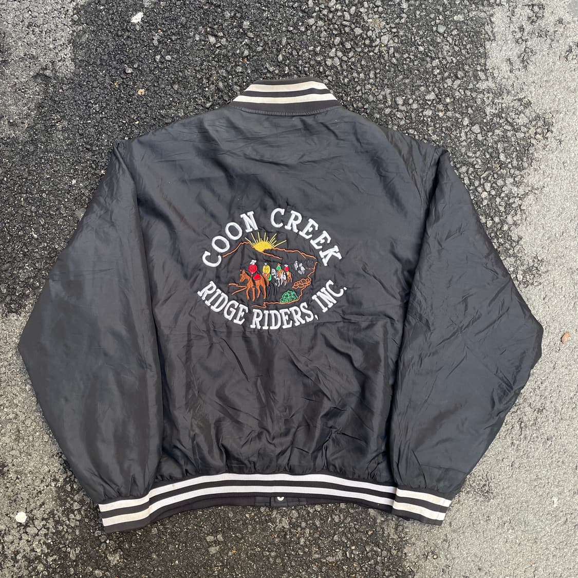 90s HOLLOWAY 사틴 올드스쿨 점퍼 바시티 자켓 XL 상품이미지1