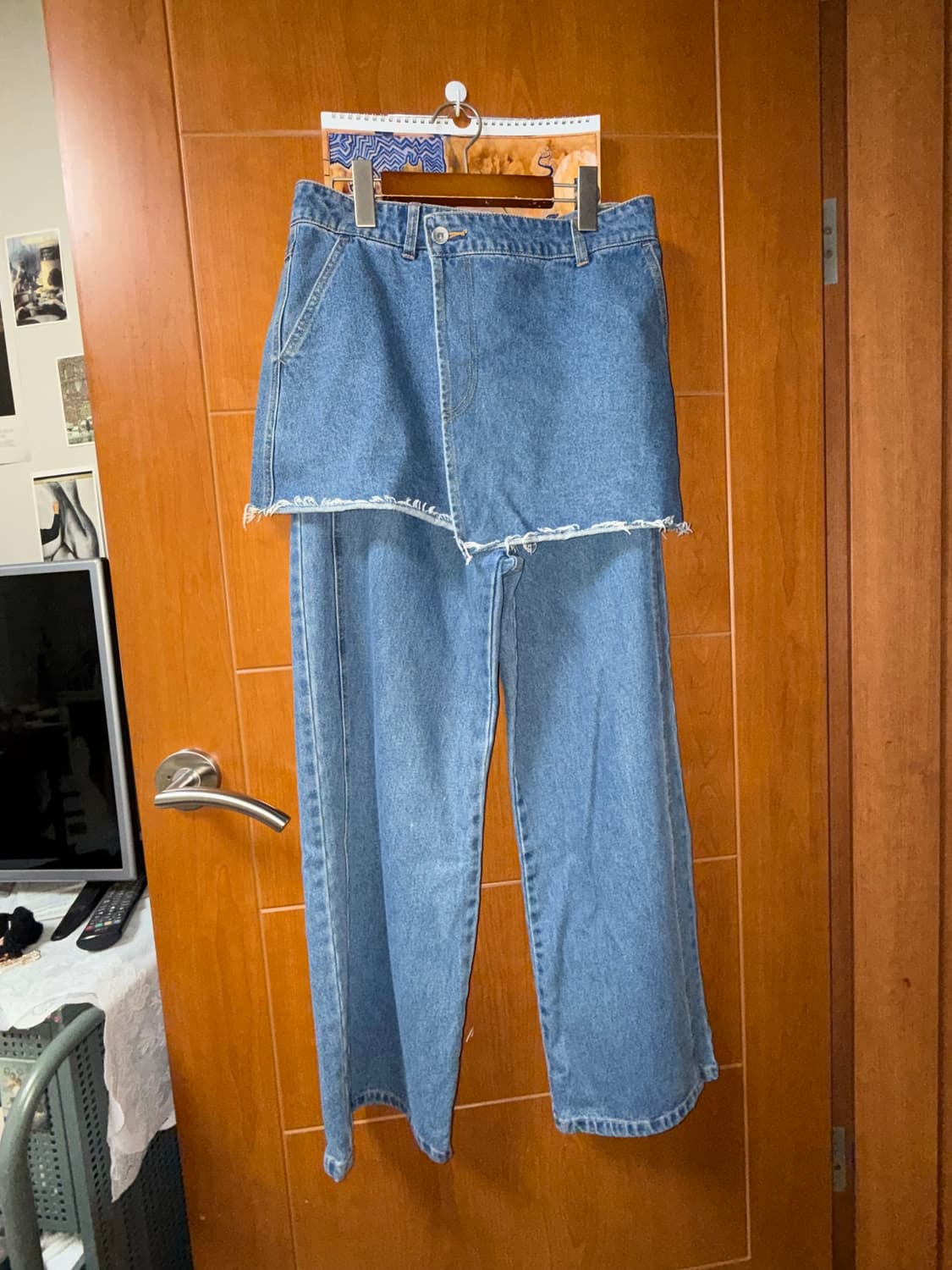Ray beams layered skirt denim pants 상품이미지2